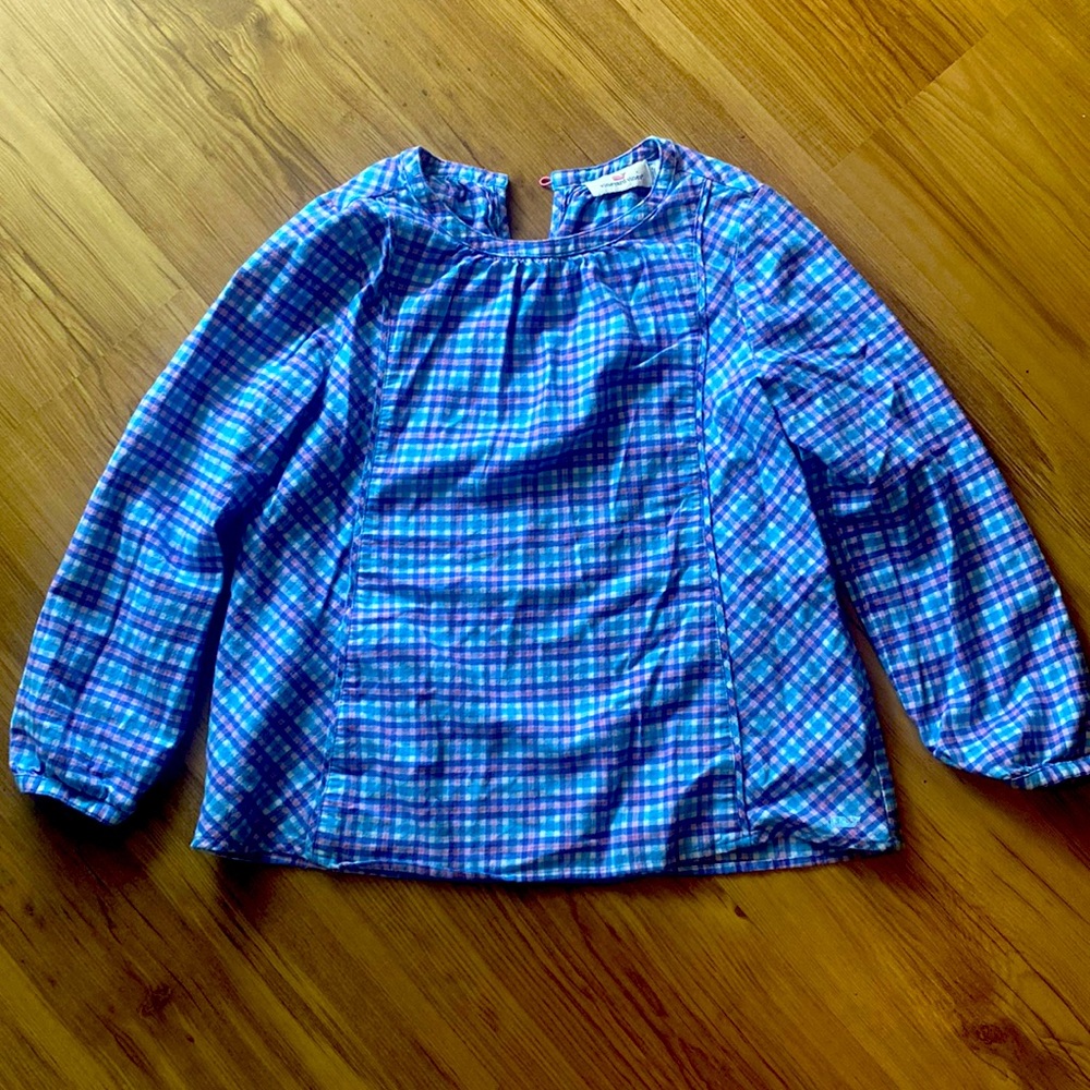 Vineyard vines pink and blue plaid long sleeve shirt!